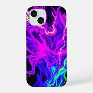 Neon Electric Fluid Flames Phone Case iPhone 15 Hülle