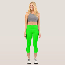 Neon Electric Green Solid Color | Classic Capri Leggings