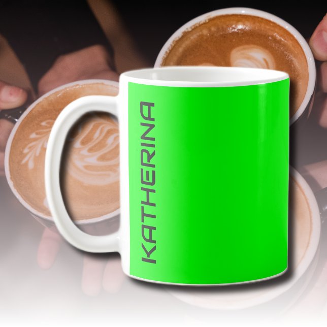 Neon Electric Green Solid Color | PERSONALISIERT Kaffeetasse (Von Creator hochgeladen)