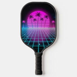 Neon Electric Palms Retro Vaporwave Custom Pickleb Pickleball Schläger
