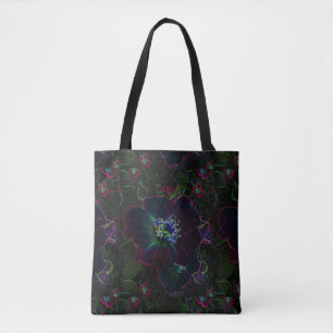 Neon Electric Rose Blumengarten Abstrakt Tote Beut
