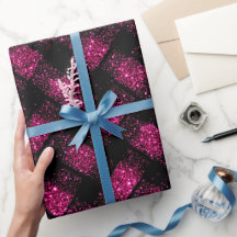 Neon Elektrisch Rosa Glühen Schwarzes Glitter Must