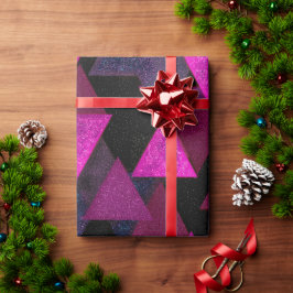 Neon Elektrisch Rosa Leuchten Schwarzes Glitter-Mu Geschenkpapier