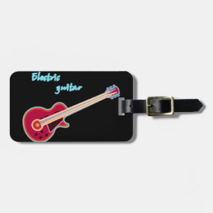 Neon-Elektrogitarre Retro-80er-Rockmusik Gepäckanhänger