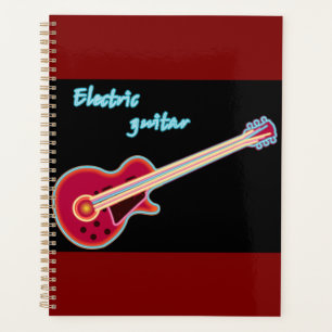 Neon-Elektrogitarre Retro-80er-Rockmusik Planer
