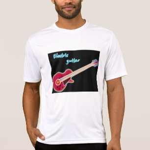 Neon-Elektrogitarre Retro-80er-Rockmusik T-Shirt
