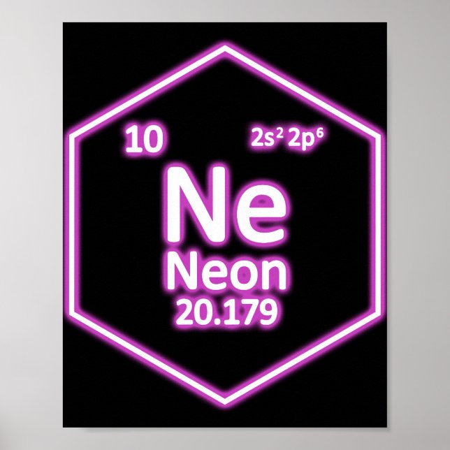 Neon Element Periodic Table Chemical Poster (Vorne)