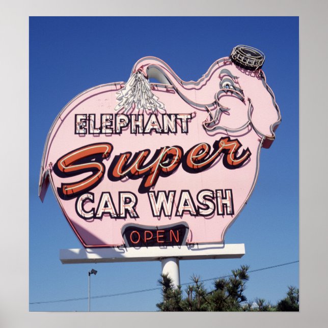 Neon Elephant Car Wash Sign Poster (Vorne)