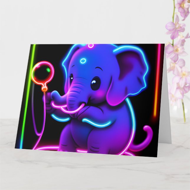 Neon Elephant Karte (Orchidee)