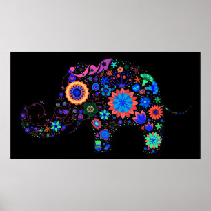 Neon Elephant Poster