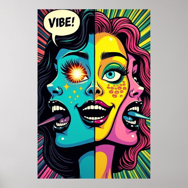 Neon-Emotionen: Störung im Raster Poster (Vorne)