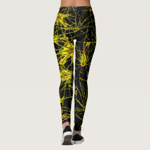 Neon Energy Leggings – Schwarz Gelb Rot Abstraktes