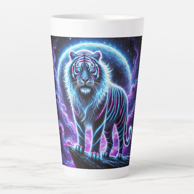 Neon Energy Tiger Latte Tasse Design. (Vorderseite)