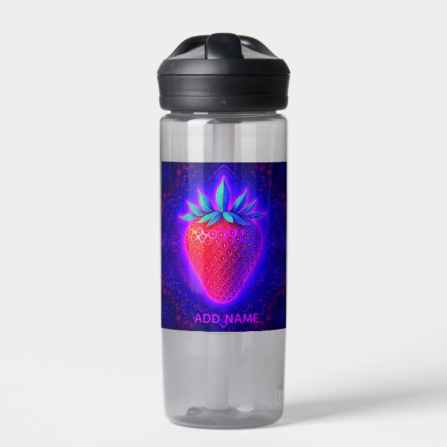 Neon-Erdbeere lebendige Optik Wasserflasche Trinkflasche (Vorderseite)