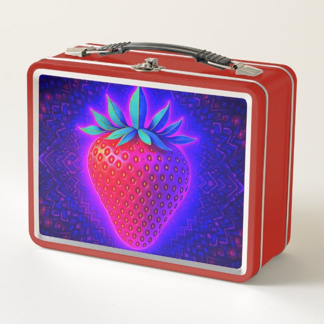 Neon-Erdbeere lebendiger Blick Lunchbox (Vorderseite)
