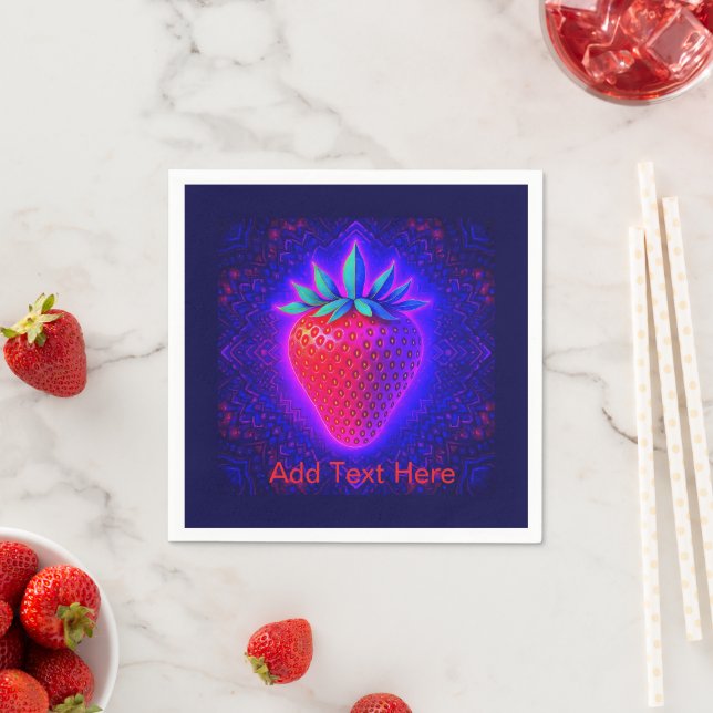 Neon-Erdbeere lebendiger Blick Serviette (Beispiel)