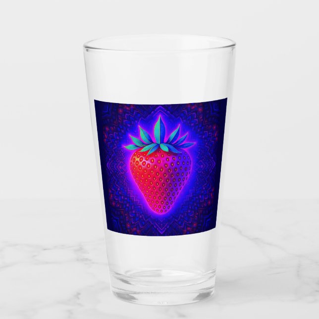Neon-Erdbeere lebendiger Glas-Look Glas (Vorderseite)