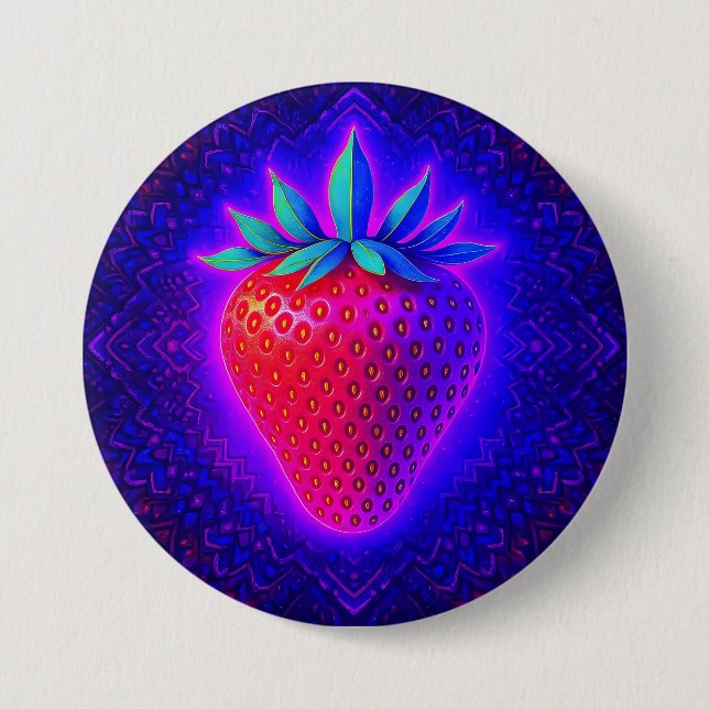 Neon-Erdbeere lebendiger Look-Badge Button (Vorderseite)