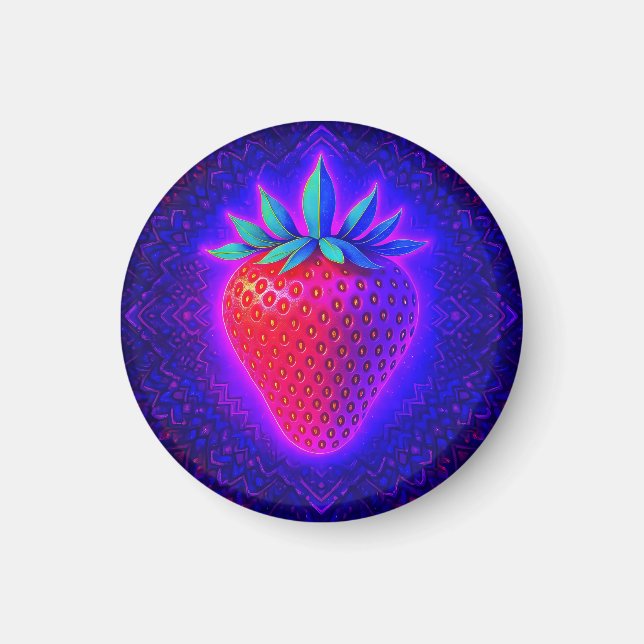 Neon-Erdbeere lebendiger Look-Magnet Magnet (Vorne)