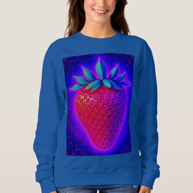 Neon-Erdbeere lebendiger Look Sweatshirt (Vorderseite)