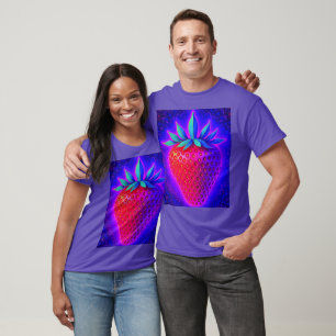 Neon-Erdbeere lebendiger Look Unisex T-Shirt