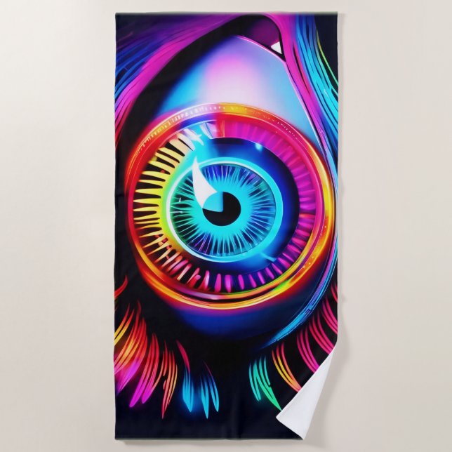 Neon Eye Dream Strandtuch (Vorderseite)