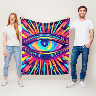 Neon Eye of the Cosmos Fleecedecke