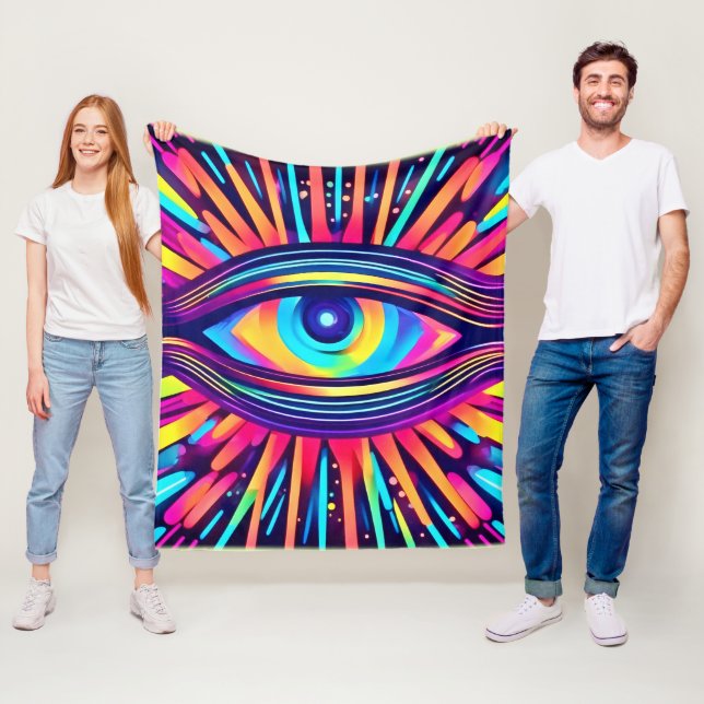 Neon Eye of the Cosmos Fleecedecke (Beispiel)