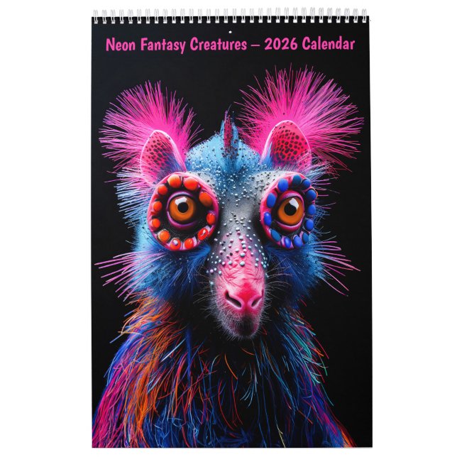 Neon Fantasy Creatures – 2026 Calendar Kalender (Titelbild)