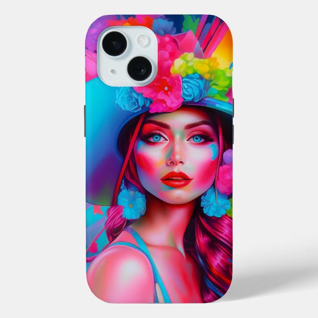 Neon Fantasy Floral Portrait Case-Mate iPhone Hülle (Rückseite)