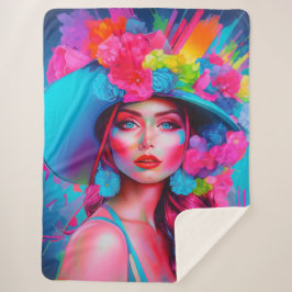 Neon Fantasy Floral Portrait Sherpadecke