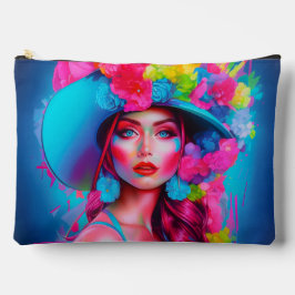 Neon Fantasy Floral Portrait Zubehörtasche