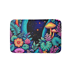 Neon Fantasy Forest Night Glow Design Badematte