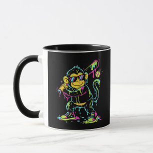 Neon-Farbdrip Baseball-Affe Cooler Schimpanse Kuns Tasse