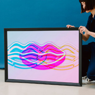 Neon farbenfrohe Wandleuchten   Moderne digitale K Poster