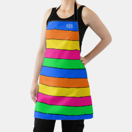 NEON FARBFLUORESCENT STRIPES MONOGRAM INITIALEN SCHÜRZE