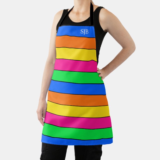 NEON FARBFLUORESCENT STRIPES MONOGRAM INITIALEN SCHÜRZE (InSitu)