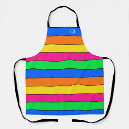 NEON FARBFLUORESCENT STRIPES MONOGRAM INITIALEN SCHÜRZE