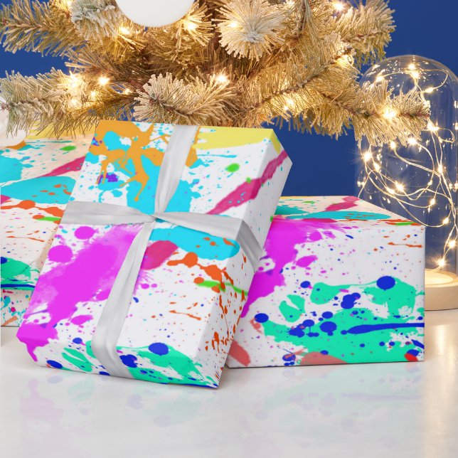 Neon-Farbspritzer Moderne Farben Geschenkpapier (Feiertage)
