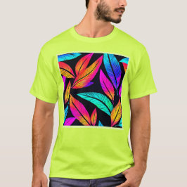 Neon Feather Pattern Die pulsierende Kunst T-Shirt