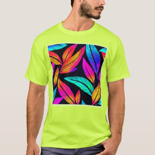 Neon Feather Pattern Die pulsierende Kunst T-Shirt