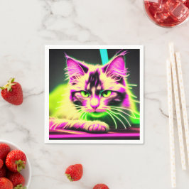 Neon Feline Fiesta: Teen Birthday Bash Collection Serviette