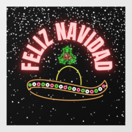 Neon Feliz Navidad Window Cling Fensteraufkleber