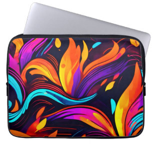 Neon Fire Design mit feinen Icons Laptopschutzhülle