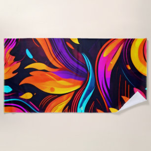 Neon Fire Design mit feinen Icons Strandtuch