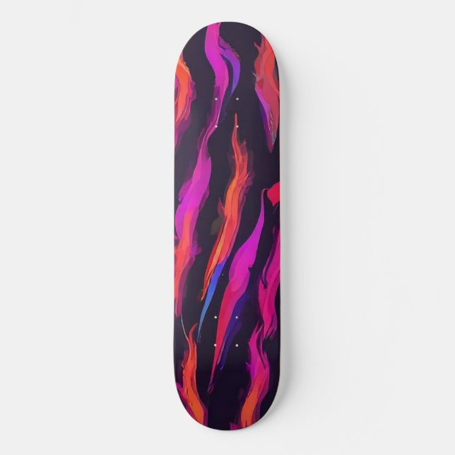 Neon Fire Flame Skateboard (Vorderseite)