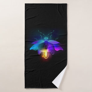 Neon Firefly auf schwarz Badehandtuch