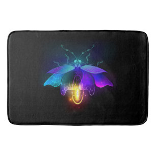 Neon Firefly auf schwarz Badematte
