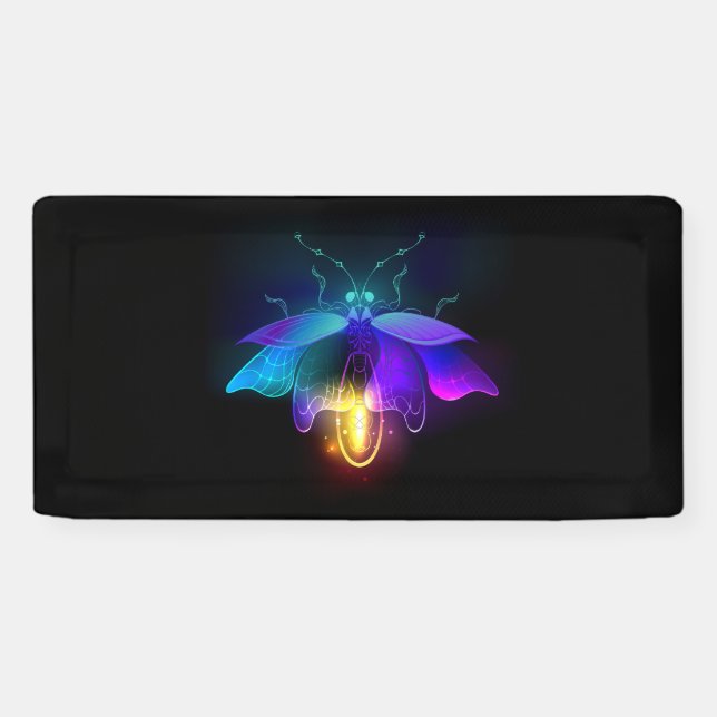 Neon Firefly auf schwarz Banner (Horizontal)