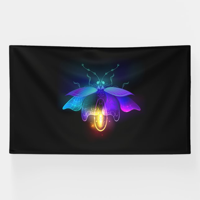 Neon Firefly auf schwarz Banner (Horizontal)